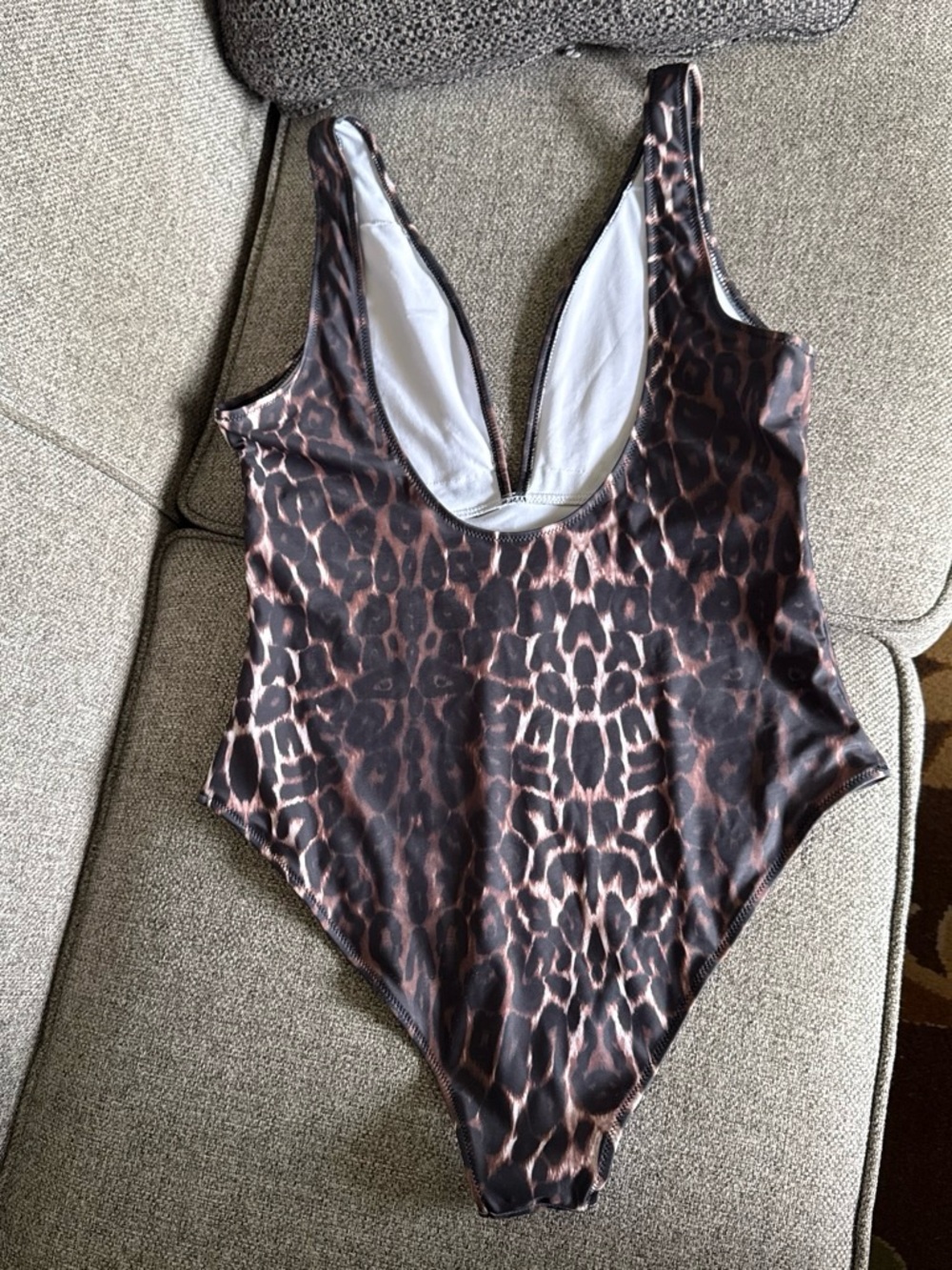 SHEIN Brown Leopard Print One-Piece Swimsuit